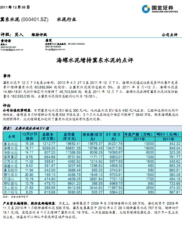 冀东水泥325最新价格论述